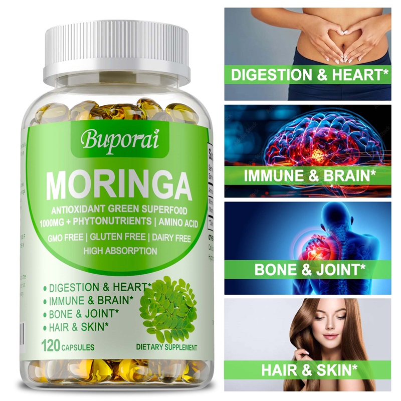 Moringa Leaf Powder - 모링가 캡슐 - 신진대사를 촉진하고, 손상된
