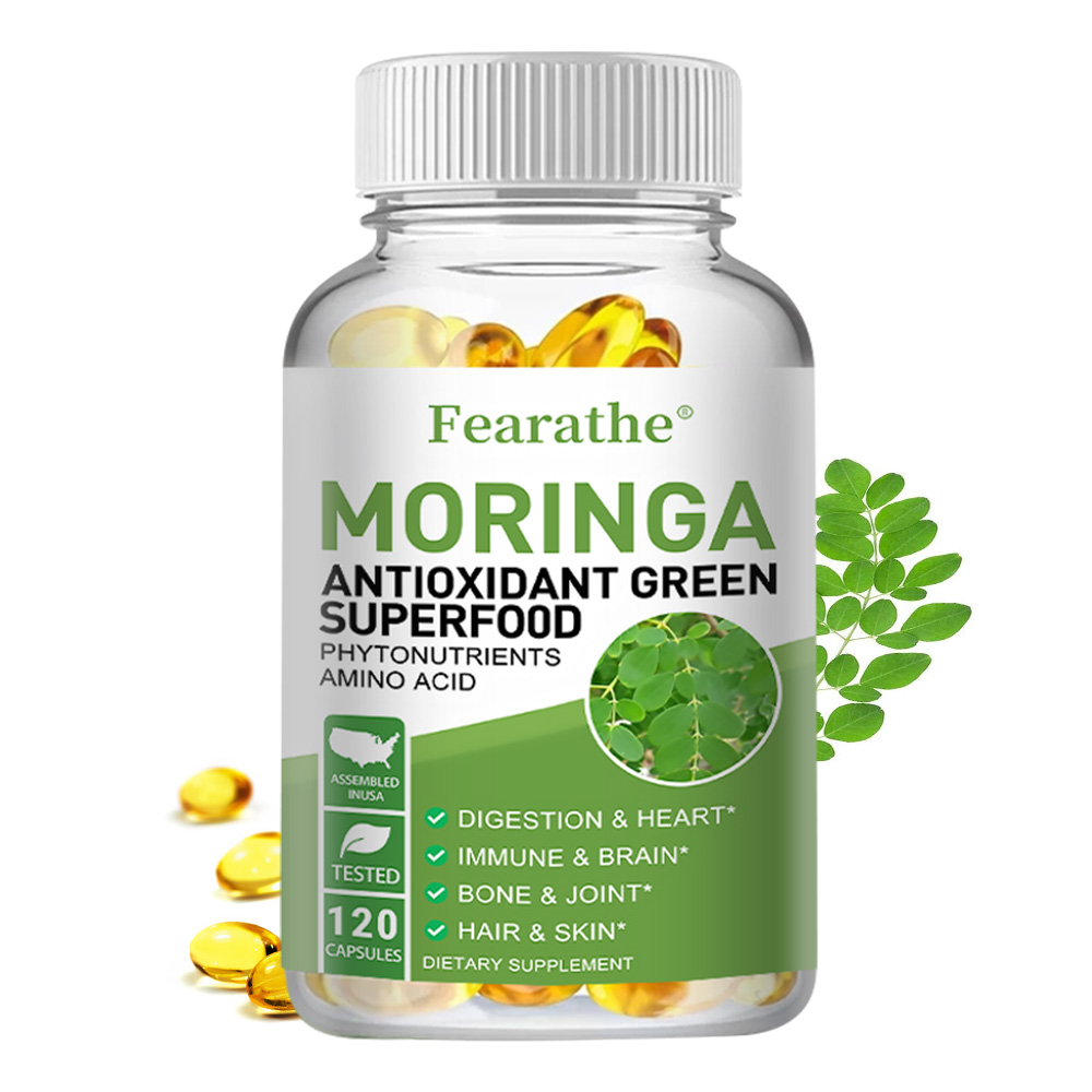 Moringa Leaf Powder - 유기농 모링가 1000mg 캡슐, 항산화 보충제,