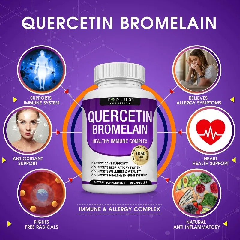 Wellness Quercetin - 퀘르세틴 & 브로멜라인 캡슐, 면역, 세포,