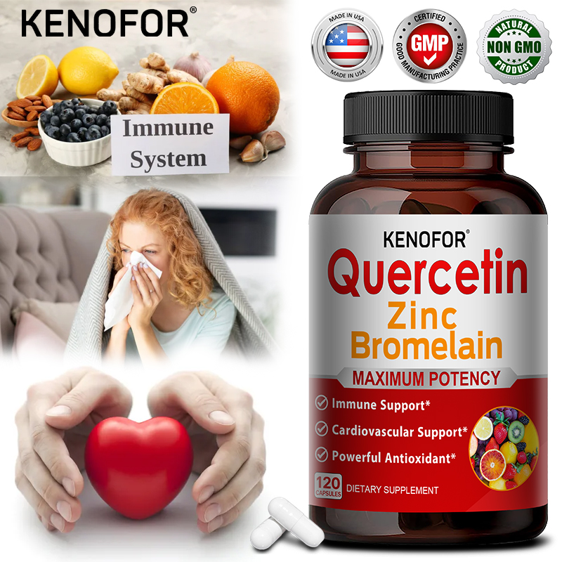 Wellness Quercetin - 아연 퀘르세틴 브로멜라인 캡슐, 바이오플라보노이드 복합체,