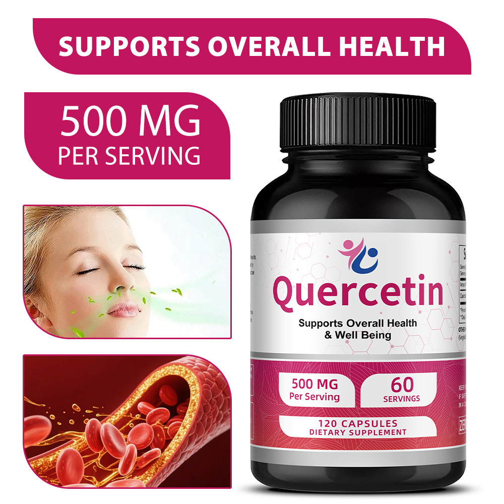 Wellness Quercetin - 퀘르세틴 500mg 캡슐, 항산화제, 일일 면역,