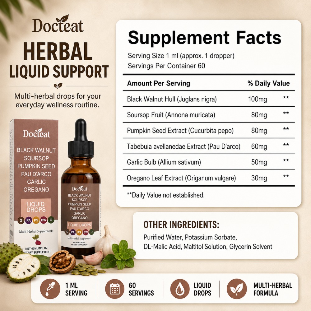 도크티트 블랙 월넛 사워솝 액상 드롭스, 호박씨 파우  - Herbal Wellness Drops 리뷰 및 가격