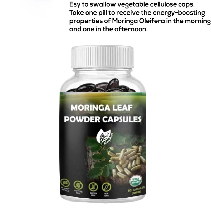 100% 오리지널 순수 모링가 잎 분말 캡슐. 유기농  - Moringa Leaf Powder 리뷰 및 가격