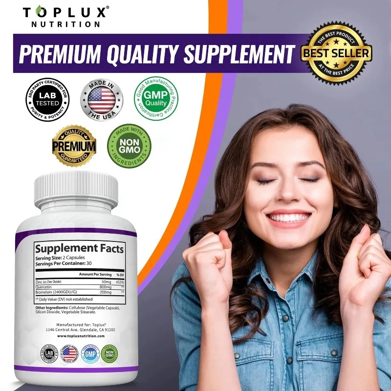 퀘르세틴 & 브로멜라인 캡슐, 면역, 세포, 호흡기,  - Wellness Quercetin 리뷰 및 가격