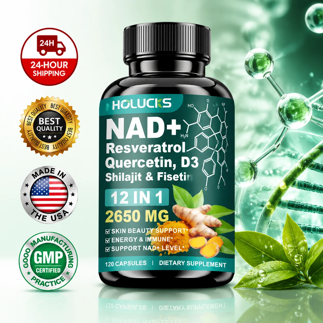 고효율 NAD+ 보충제, 퀘르세틴, 피세틴 함유, 일상 - Wellness Quercetin 리뷰 및 가격